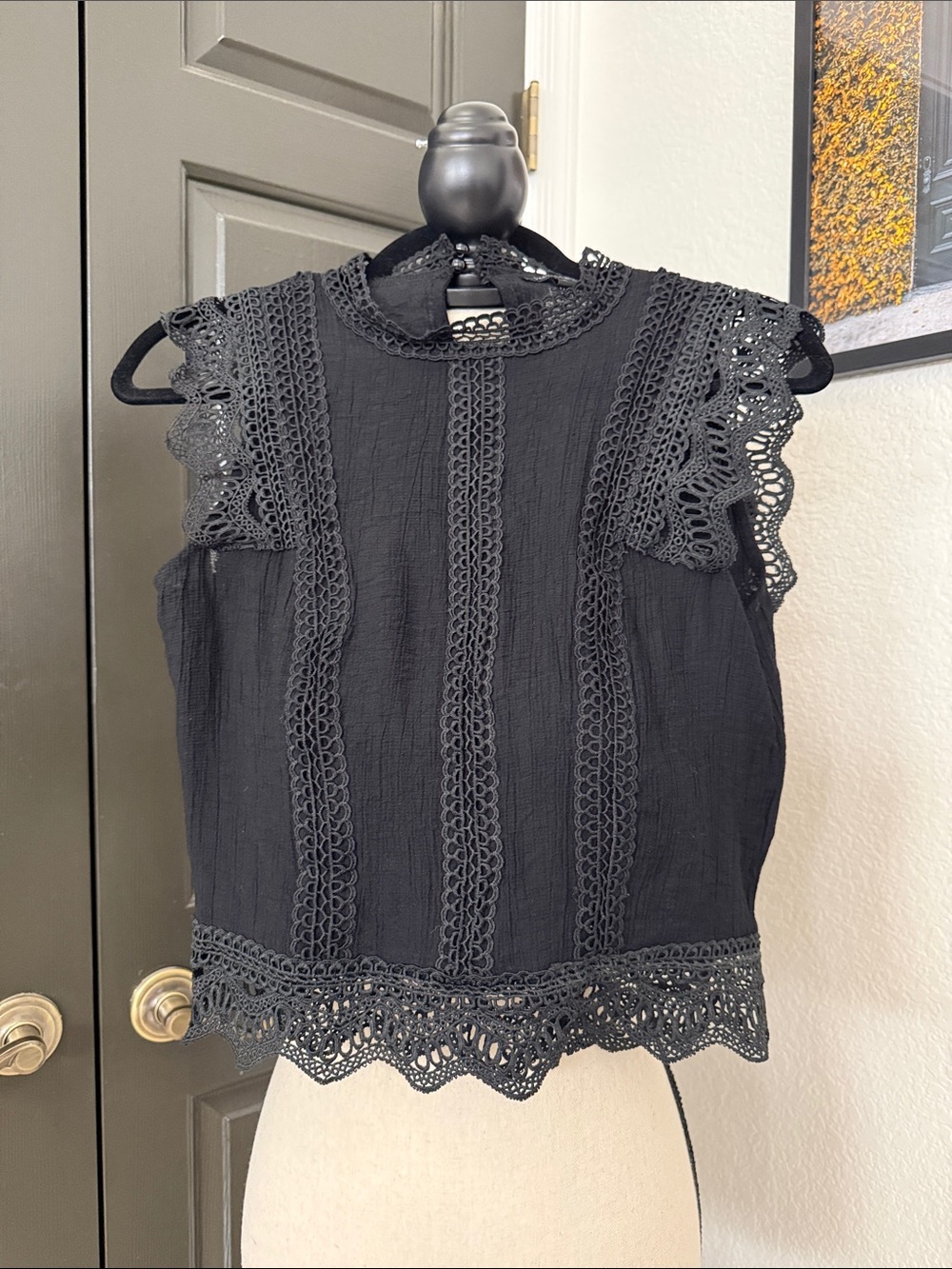 Papermoon Black Crochet Trim Sleeveless Camisole